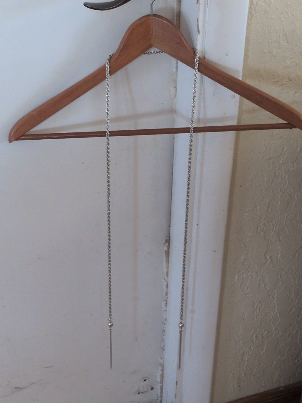 Long Silver Drop Threader Necklace